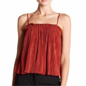Madewell Nicole Pleated Ruffle Tank in Rust